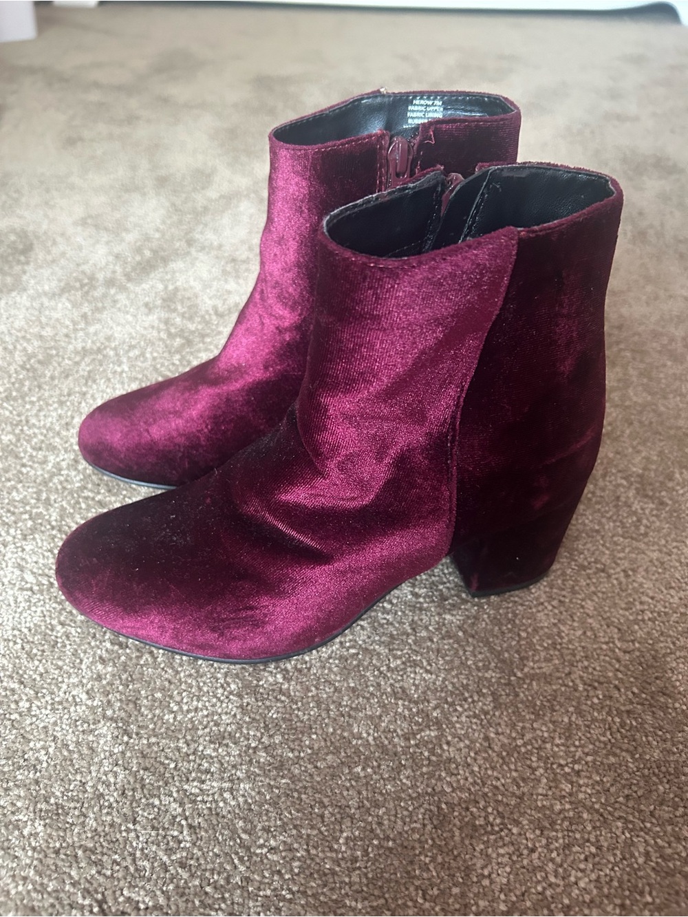 Steve Madden Burgundy Velvet Ankle Booties